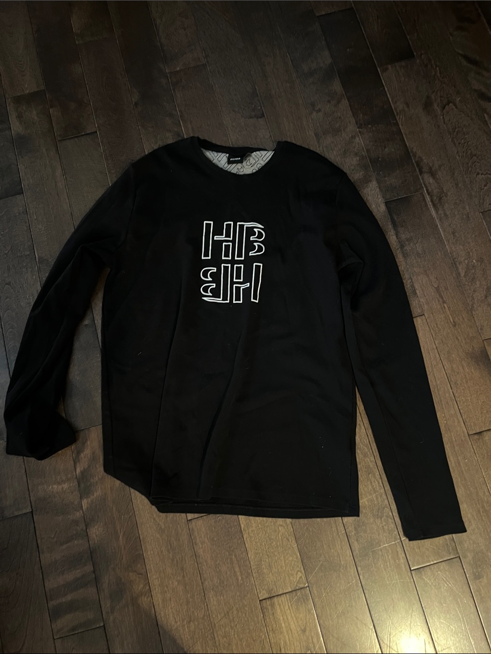 HUGO BOSS Men's Black Long-Sleeve Crewneck Shirt size S